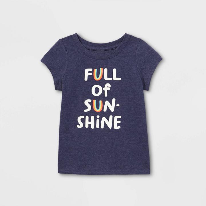 Toddler Girls' Full Of Sunshine Short Sleeve T-shirt - Cat & Jack Navy 12m, Blue/yellow