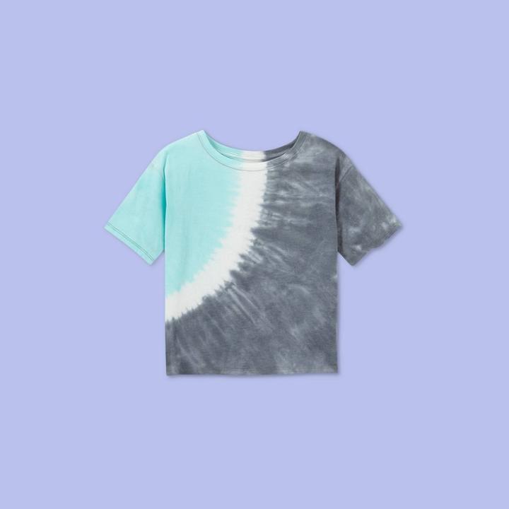 More Than Magic Girls' Boxy Cropped Tie-dye Short Sleeve T-shirt - More Than