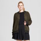 Women's Plus Size Boucle Bomber - A New Day Green