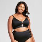 Clean Water Women's Tribal Trim Bralette Bikini Swim Top - Black