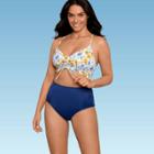 Women's Slimming Control Cinch-front Crossback Bikini Top - Beach Betty By Miracle Brands White