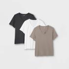 Women's Plus Size Short Sleeve V-neck 3pk Bundle T-shirt - Universal Thread Dark Gray/white/gray