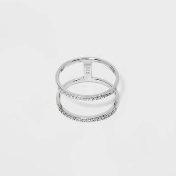 Sterling Silver Pave Cubic Zirconia Double Row Band Ring - A New Day