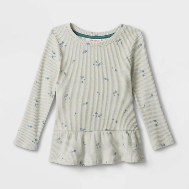 Toddler Girls' Star Cozy Ribbed Top - Cat & Jack Green