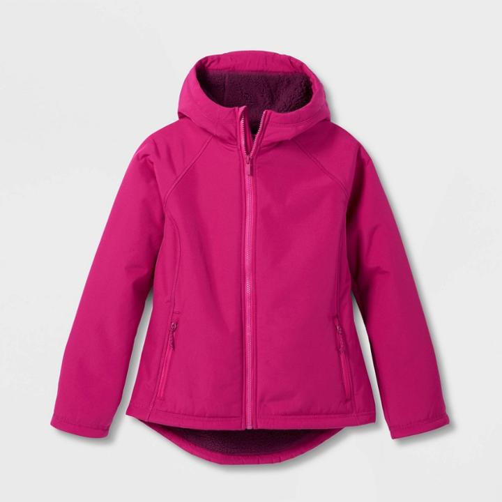 Girls' Solid Sherpa Softshell Jacket - All In Motion Purple