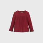 Toddler Girls' Cozy Waffle Long Sleeve T-shirt - Cat & Jack Burgundy