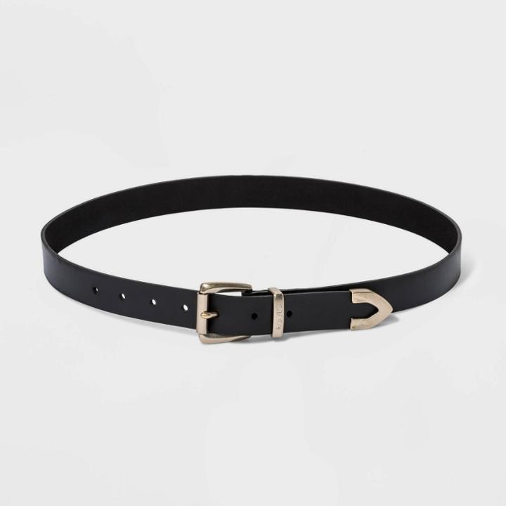 Levi's Women's Round Cut Edge Belt With Metal Logo Loop - Black