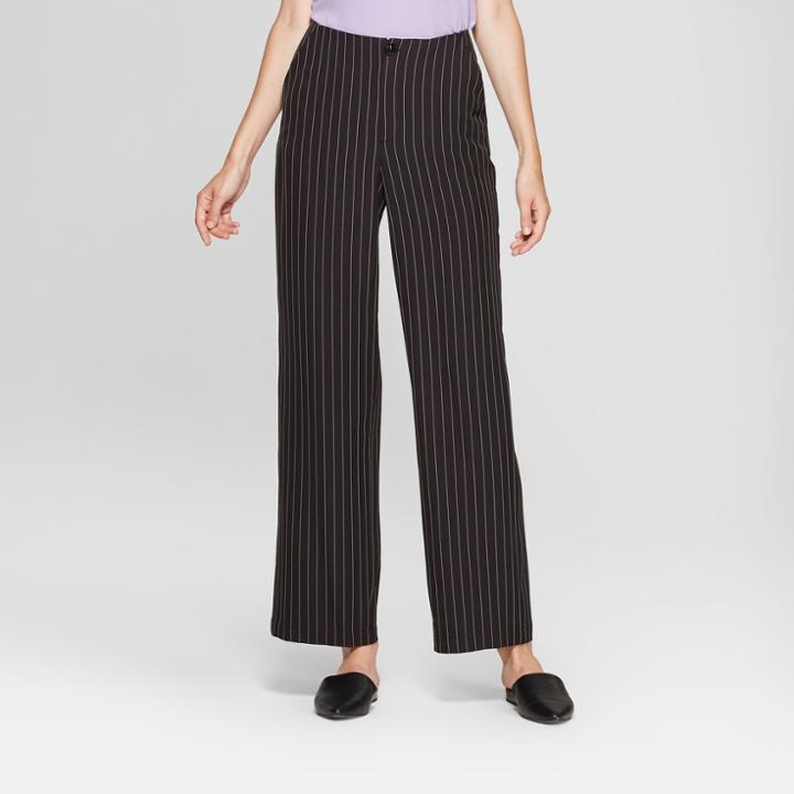 Target Women's Pinstripe Wide Leg Crepe Pants - A New Day Black/white