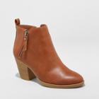 Women's Jameson Faux Leather Double Zipper Fashion Bootie - Universal Thread Cognac (red)