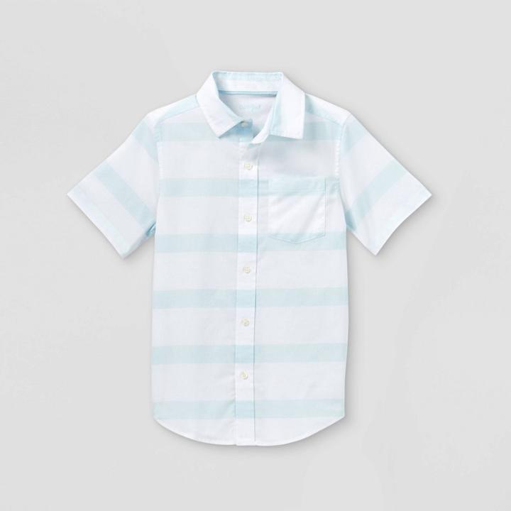 Boys' Woven Short Sleeve Button-down Shirt - Cat & Jack White/blue