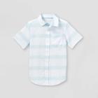 Boys' Woven Short Sleeve Button-down Shirt - Cat & Jack White/blue