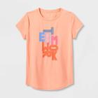 Girls' Short Sleeve 'teamwork' Graphic T-shirt - All In Motion Peach Orange