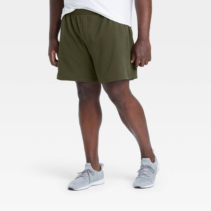 Men's Big & Tall Fleece Shorts - All In Motion Olive Green Xxxl
