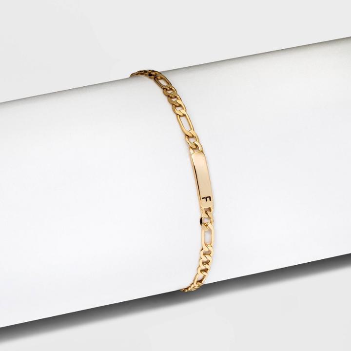 Gold Plated Initial 'f' Bar Figaro Chain Bracelet - A New Day Gold