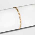 Gold Plated Initial 'f' Bar Figaro Chain Bracelet - A New Day Gold