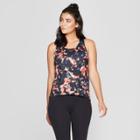 Women's Floral Print Tank Top With Mesh Inserts - Joylab Black Xs,