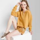 Women's Notch Front Cropped Sweatshirt - Wild Fable Mustard