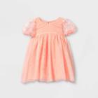 Toddler Girls' Heart Tulle Puff Sleeve Dress - Cat & Jack Pink