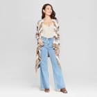 Women's Striped Long Sleeve Cascade Open Cardigan - Almost Famous (juniors') Taupe