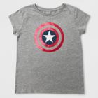 Marvel Girls' Captain America Shield Short Sleeve T-shirt - Heather Gray