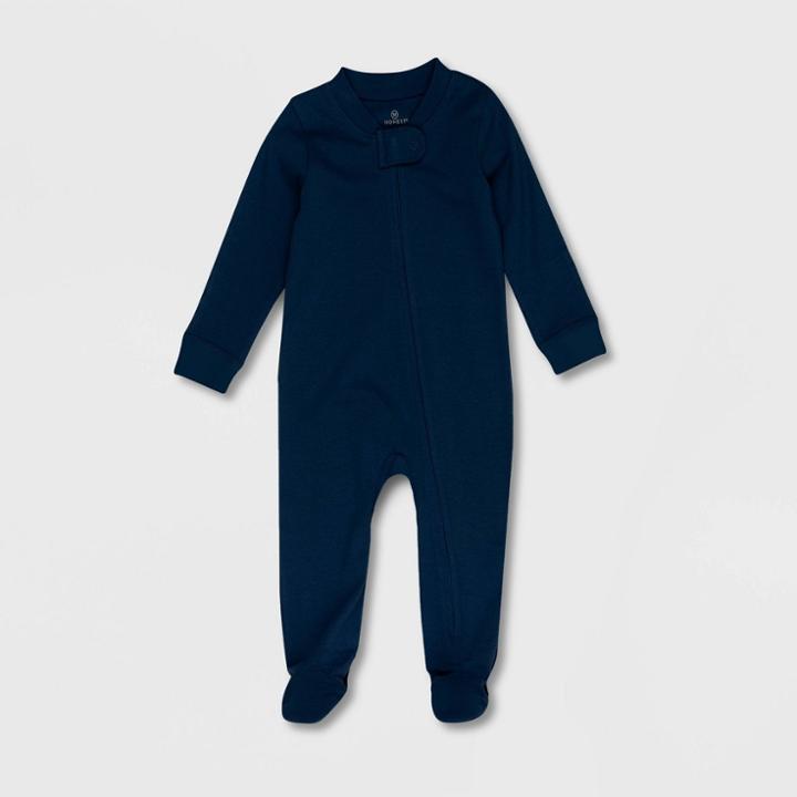 Honest Baby Solid Snug Fit Footed Pajama - Blue