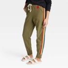 No Brand Pride Adult Mid-rise Jogger Pants - Olive Green Rainbow
