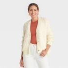 Women's Loop Stitch Cardigan - A New Day Cream Jacquard Xs, Ivory Jacquard
