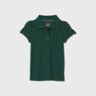 Petitetoddler Girls' Short Sleeve Interlock Uniform Polo Shirt - Cat & Jack Dark Green