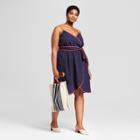 Women's Plus Size Wrap Contrast Piping Dress - Universal Thread Navy