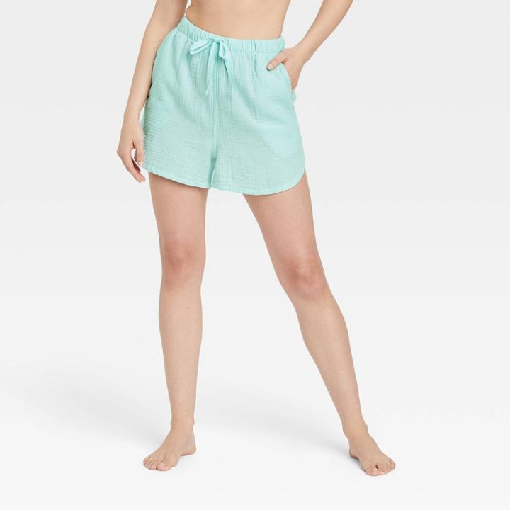 Women's 100% Cotton Pajama Shorts - Stars Above Blue