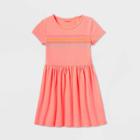 Girls' Short Sleeve Heart Striped Knit Dress - Cat & Jack Peach