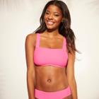 Women's Square Neck Bralette Bikini Top - Xhilaration Pink D/dd Cup