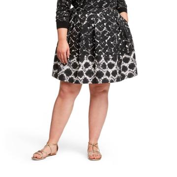 Women's Plus Size Shibori Print Mid-rise Button-front A-line Mini Skirt - Thakoon For Target Black/white 20w, Women's, Black White