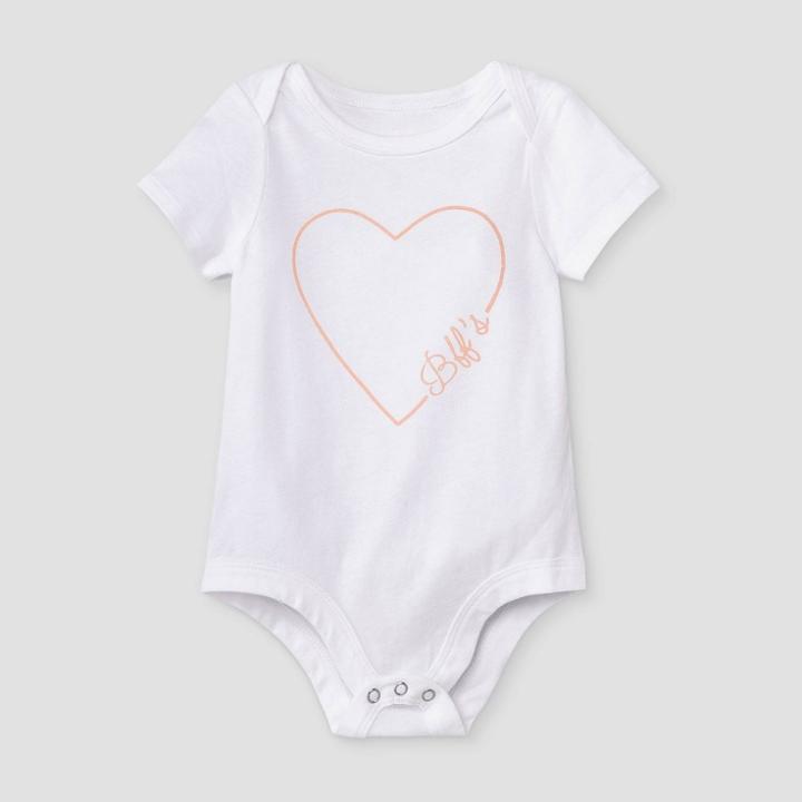 Grayson Mini Baby Girls' 'best Friends' Heart Bodysuit - White Newborn