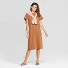 Women's Short Sleeve Crewneck Elevated T-shirt Dress - Universal Thread Brown