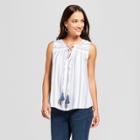 Women's Lace-up Striped Tank - Knox Rose Blue