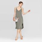 Target Women's Casual Fit Sleeveless V-neck Sandwash Midi Dress - A New Day Olive (green)