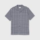 Men's Tall Checked Standard Fit Camp Collar Short Sleeve Button-down Shirt - Goodfellow & Co Xavier Navy