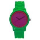 Unisex Geneva Platinum Modern Multi Color Strap Watch - Hot Pink/green