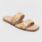 Women's Stella Two Band Studded Sandals - A New Day Tan