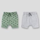 Lamaze Baby Boys' 2pk Organic Cotton Terry Harem Jogger Shorts - Gray/green Newborn, Boy's