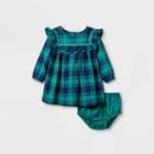 Baby Girls' Flannel Ruffle Dress - Cat & Jack Blue Newborn