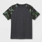 Plusboys' Baseball Short Sleeve T-shirt - Cat & Jack Charcoal Gray/camo Green
