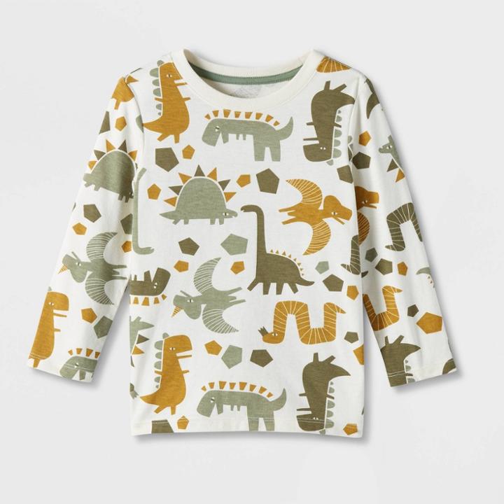 Toddler Boys' Long Sleeve Jersey Knit Crewneck T-shirt - Cat & Jack White