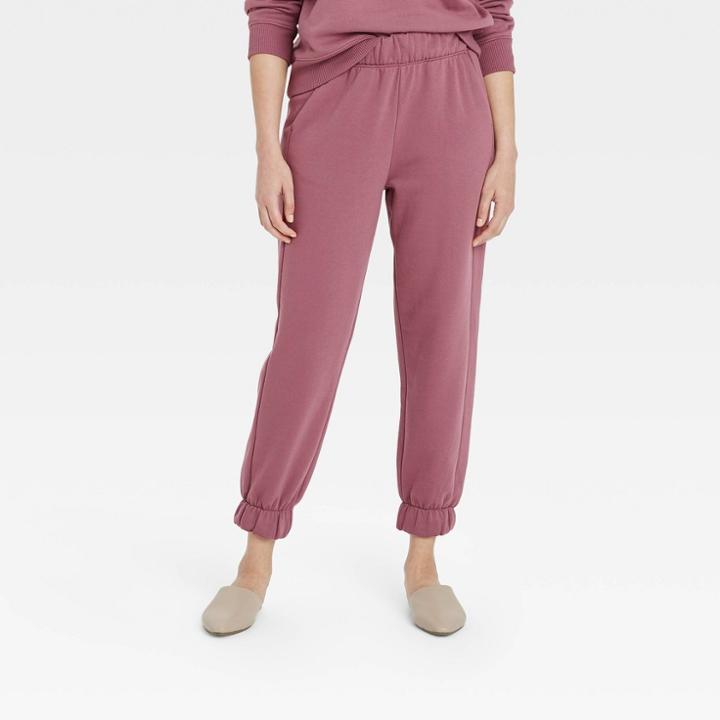 Women's High-rise Pull-on All Day Fleece Ankle Jogger Pants - A New Day Purple