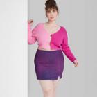 Women's Plus Size Mid-rise Notch Front Seamed Denim Mini Skirt - Wild Fable Violet 14w, Blue/purple
