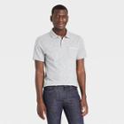 Men's Striped Short Sleeve Collared Polo Jersey Shirt - Goodfellow & Co Gray