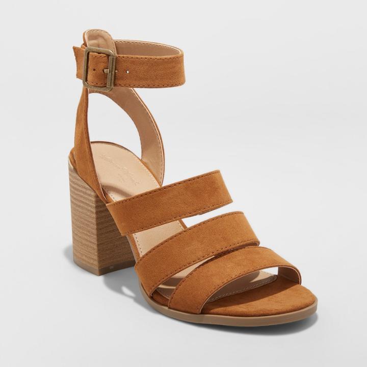 Women's Etta Ankle Strap Sandals - Universal Thread Cognac (red)