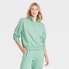 Women's Fleece Quarter Zip Sweatshirt - A New Day Green