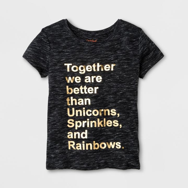 Girls' Short Sleeve Better Than Unicorns Graphic T-shirt- Cat & Jack Black
